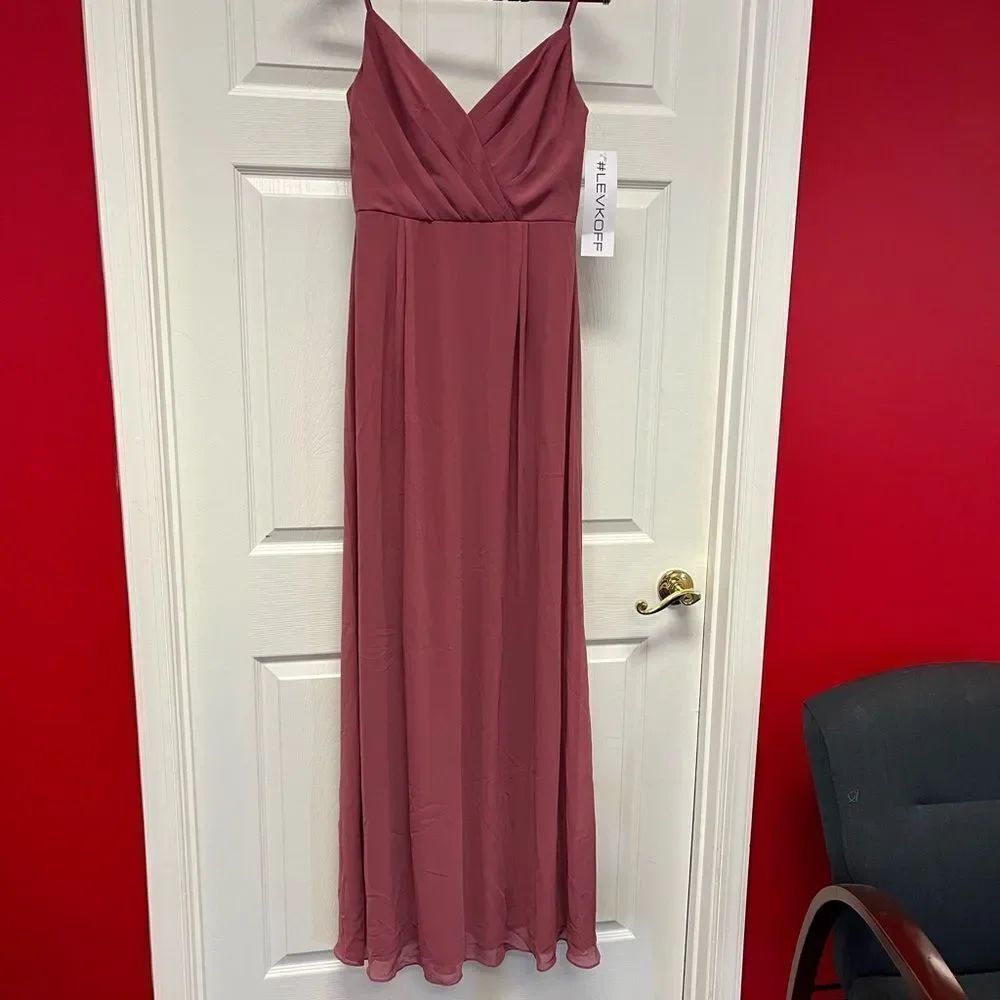 #Levkoff Mauve Grecian Style Gown Dress sz L NWT